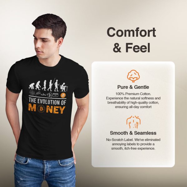 "Evolution of Money" Bitcoin T-Shirt - Crypto History Tee - 100% Cotton - Image 3