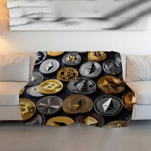 Cyberpunk Circuit Bitcoin Plush Blanket