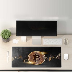 Bitcoin Candle Chart Glow Mouse Pad - Crypto Trading Desk Mat
