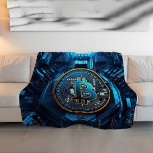"Neo-Bitcoin Matrix" Digital Currency Blanket - Futuristic Cyber Comfort