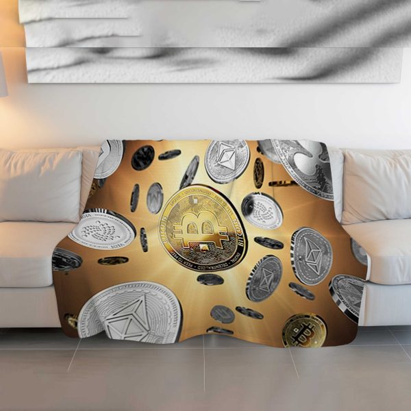 "Crypto Dream" Bitcoin & Cryptocurrency Printed Blanket - Cozy & Fluffy - Image 3