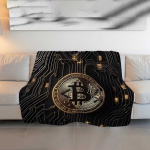 Regal Bitcoin Gold Coin Plush Blanket