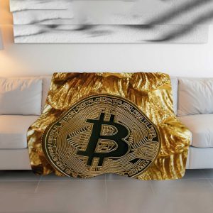 Golden Grid Bitcoin Baron Plush Blanket