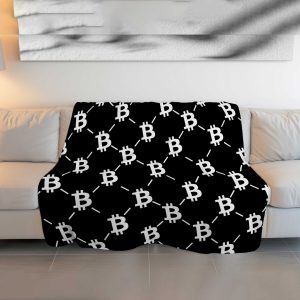 Black & White Bitcoin Pattern Comforter - Cozy & Fluffy Crypto Bedding