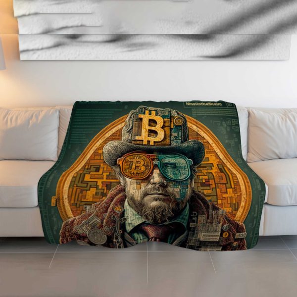 "Sophisticated Crypto Lion" Steampunk Bitcoin Blanket - Regal Comfort - Image 3