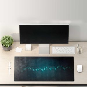 Global Financial Markets Trading Chart Mouse Pad - Teal Candlesticks