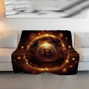 "Abstract Bitcoin Stream" Crypto Art Blanket - Modern Digital Comfort