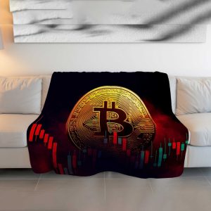 "Fiery Bitcoin Blaze" Crypto Performance Blanket - Dynamic Digital Comfort