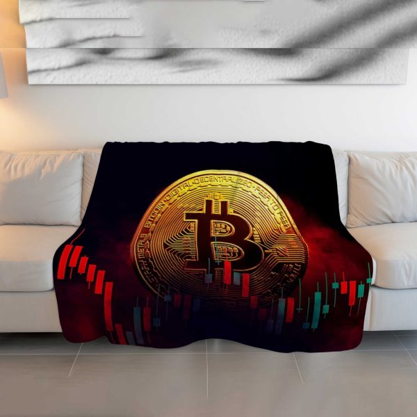 "Fiery Bitcoin Blaze" Crypto Performance Blanket - Dynamic Digital Comfort - Image 3