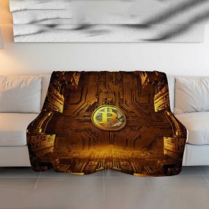 "Electro-Circuit Bitcoin" Cybernetic Comfort Blanket - Tech-Inspired Warmth
