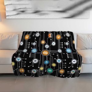 Cryptocurrency Network Printed Comforter - Cozy & Fluffy Digital Asset Bedding