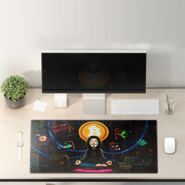 Crypto Hacker Zen Mouse Pad - Bitcoin Meditation & Digital Serenity - Image 3