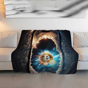Exploding Bitcoin Core Crypto Plush Blanket
