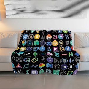 Tech Icon & Crypto Art Comforter - Cozy & Fluffy Digital Design Bedding