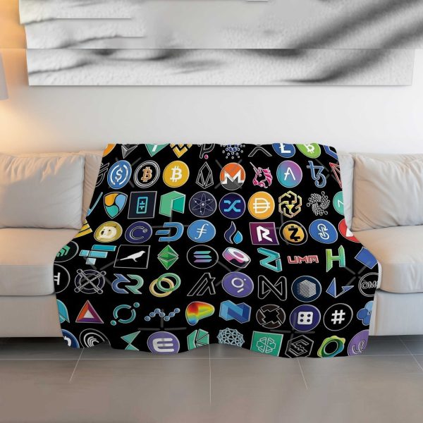 Tech Icon & Crypto Art Comforter - Cozy & Fluffy Digital Design Bedding - Image 3