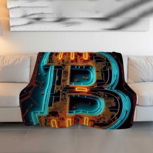 "Digital Gold Rush" Bitcoin & Cryptocurrency Blanket - Luxurious Black & Gold Comfort