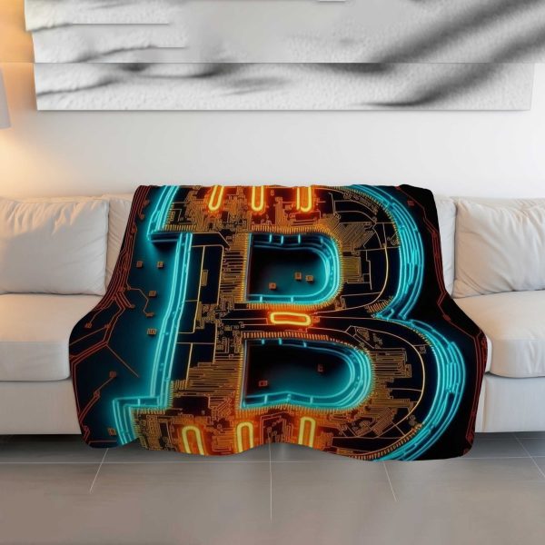 "Digital Gold Rush" Bitcoin & Cryptocurrency Blanket - Luxurious Black & Gold Comfort - Image 3