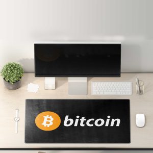 Classic Bitcoin Logo Text Gaming Mouse Pad - Minimalist Crypto Desk Mat