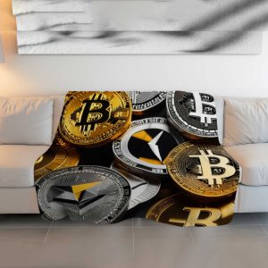 Crypto Dreams Reversible Bitcoin & Ethereum Print Comforter Bedding Set - Ultra Soft & Durable