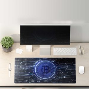 Bitcoin Blue Circuitry Gaming Mouse Pad - Crypto Tech Desk Mat