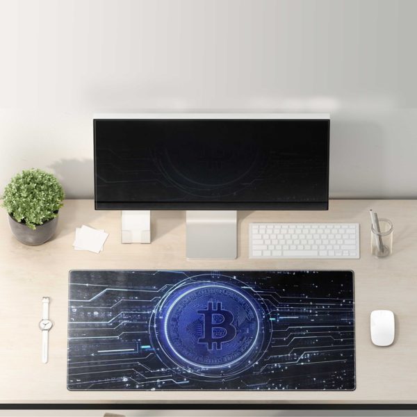 Bitcoin Blue Circuitry Gaming Mouse Pad - Crypto Tech Desk Mat - Image 3