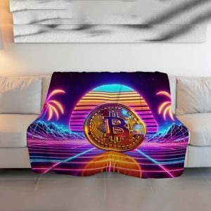 VaporWave CryptoDream™ Bitcoin Sunset Plush Blanket