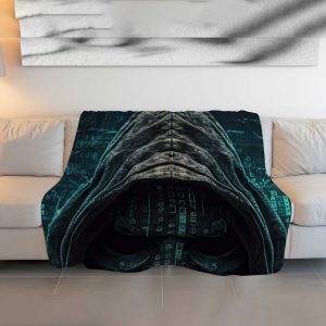 "Vintage Crypto Grid" Bitcoin & Circuitry Blanket - Retro Tech Comfort
