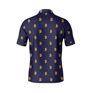 Seamless Pattern Sign Bitcoin Polo Shirt - Crypto Enthusiast Polyester Tee - High Quality Unisex