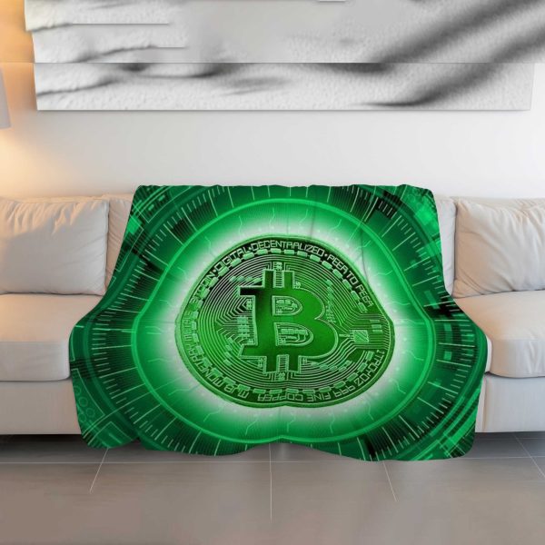 "Neo-Matrix" Bitcoin Circuitry Blanket - Vibrant Green Crypto Comfort - Image 3