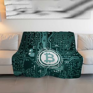 "Digital Dreamscape Bitcoin" Crypto Circuitry Blanket - High-Tech Comfort