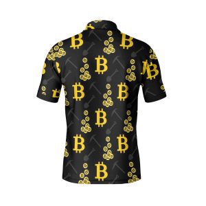 Bitcoin Mining Icons Polo Shirt - Crypto Miner Polyester Tee - High Quality Unisex