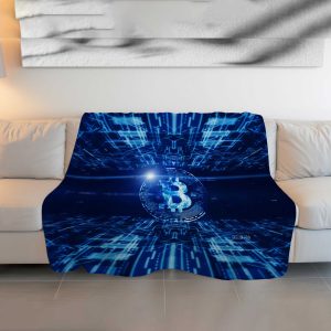 Neon Byte Bitcoin Comforter - Electric Blue Crypto Bedding