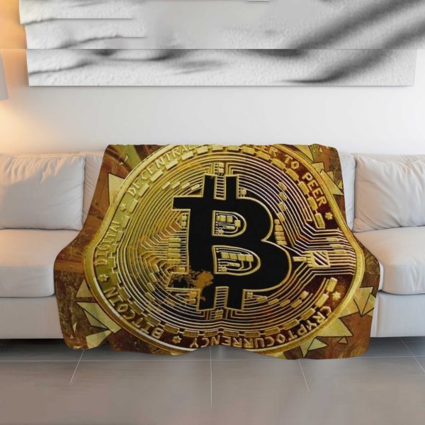 Decentralized Dreamer™ Bitcoin Gold Circuitry Plush Blanket - Image 3