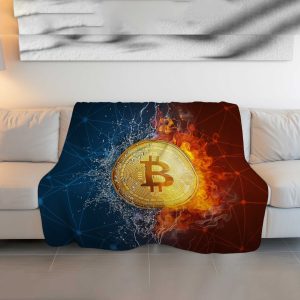 Burning Bitcoin Blaze Plush Blanket