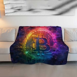 CyberBit™ Neon Bitcoin Circuitry Plush Blanket