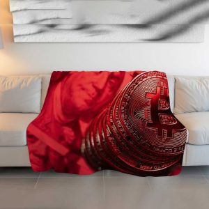Bold Bitcoin-Inspired Duvet Cover - Red Crypto Dreamland