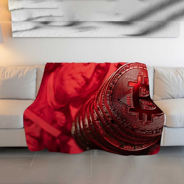 Bold Bitcoin-Inspired Duvet Cover - Red Crypto Dreamland - Image 3