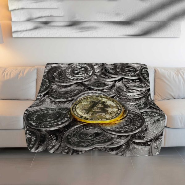 "Digital Goldmine" Bitcoin Coin Scatter Blanket - Wealthy Warmth - Image 3