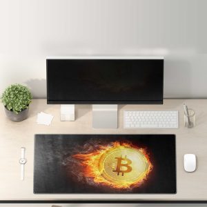 Bitcoin On Fire Gaming Mouse Pad - Hot Crypto Desk Mat