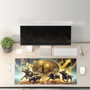 Bitcoin Bull Market Crypto Trading Mouse Pad - Non-Slip Rubber Base & Durable Stitched Edges