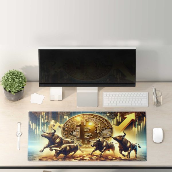 Bitcoin Bull Market Crypto Trading Mouse Pad - Non-Slip Rubber Base & Durable Stitched Edges - Image 3