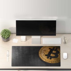 Minimalist Bitcoin Gold Coin Mouse Pad - Sleek Crypto Desk Accessory
