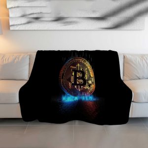 "Quantum Bitcoin Matrix" Crypto Digital Grid Blanket - Futuristic Comfort