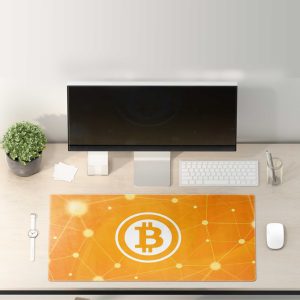 Glowing Bitcoin Network Mouse Pad - Futuristic Blockchain Desk Mat