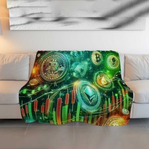 Crypto Visionary Blanket - Cozy & Fluffy Cryptocurrency Themed Throw