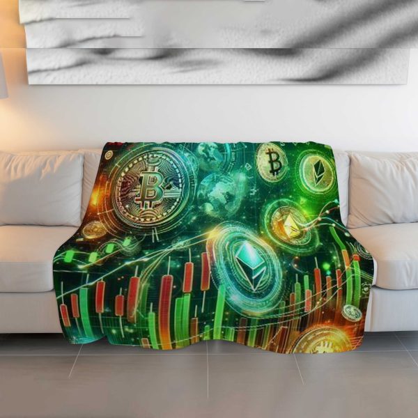 Crypto Visionary Blanket - Cozy & Fluffy Cryptocurrency Themed Throw - Image 3