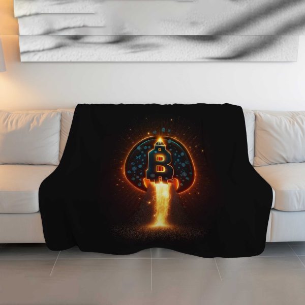 "Bitcoin Launchpad" Crypto Rocket Ascent Blanket - Propel Your Comfort - Image 3