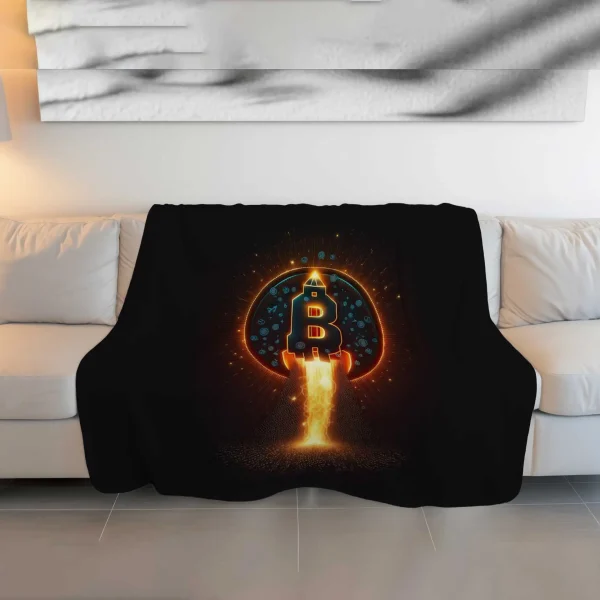 "Bitcoin Launchpad" Crypto Rocket Ascent Blanket - Propel Your Comfort - Image 3