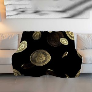 Majestic Bitcoin Gold Circuit Plush Blanket