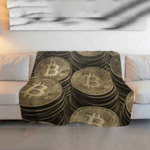 Vintage Gold Bitcoin Coin Blanket - Luxurious Crypto-Themed Comfort